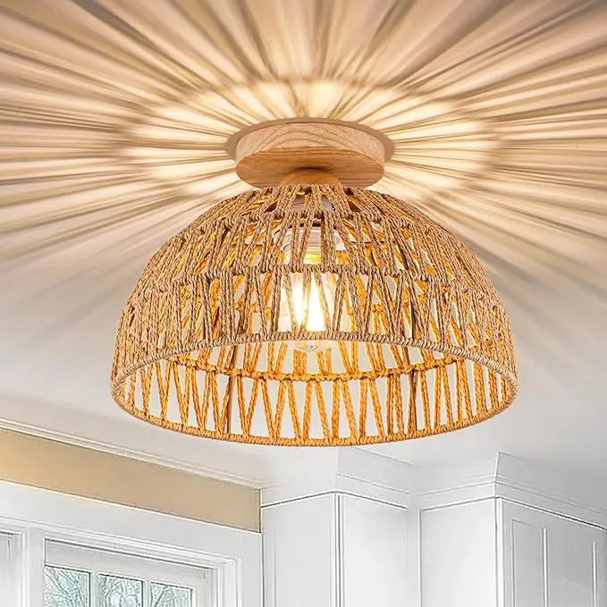 abat jour tressé naturel rustique moderne opacité suspension 30cm 300mm
