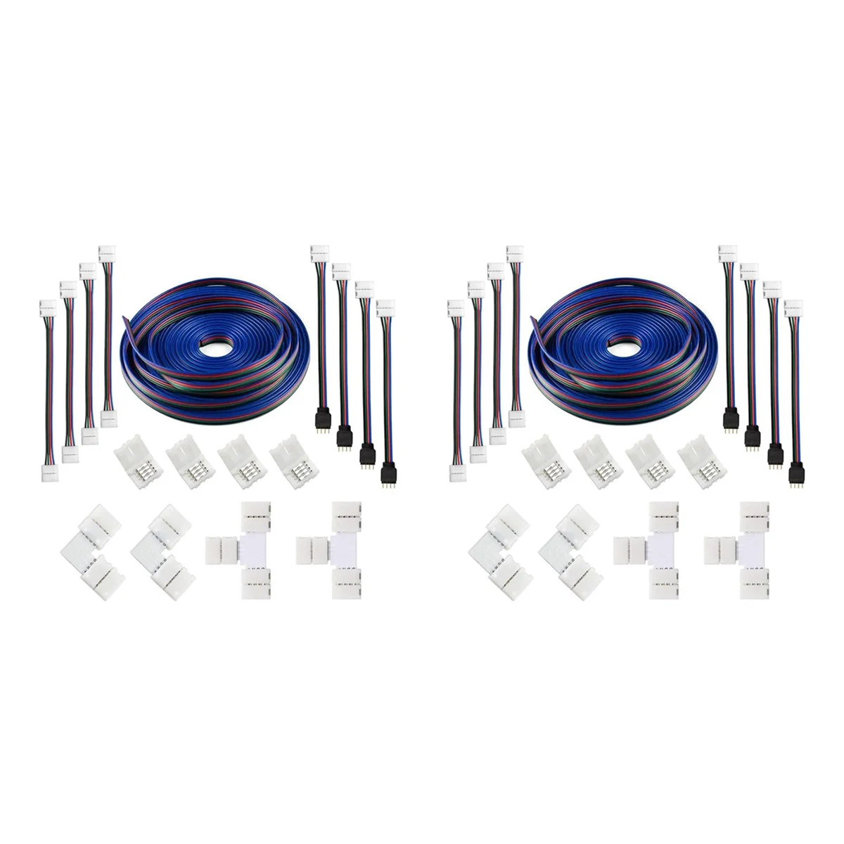 câbles led kit connecteurs blanc noir bleu 24v modernes pratiques 10 câbles 20 connecteurs