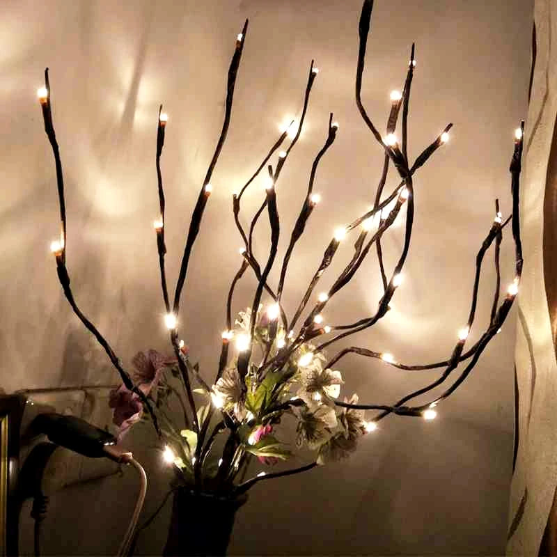 décoration féerique branche led rose fleurs artificielles vase hippopotame pingouin