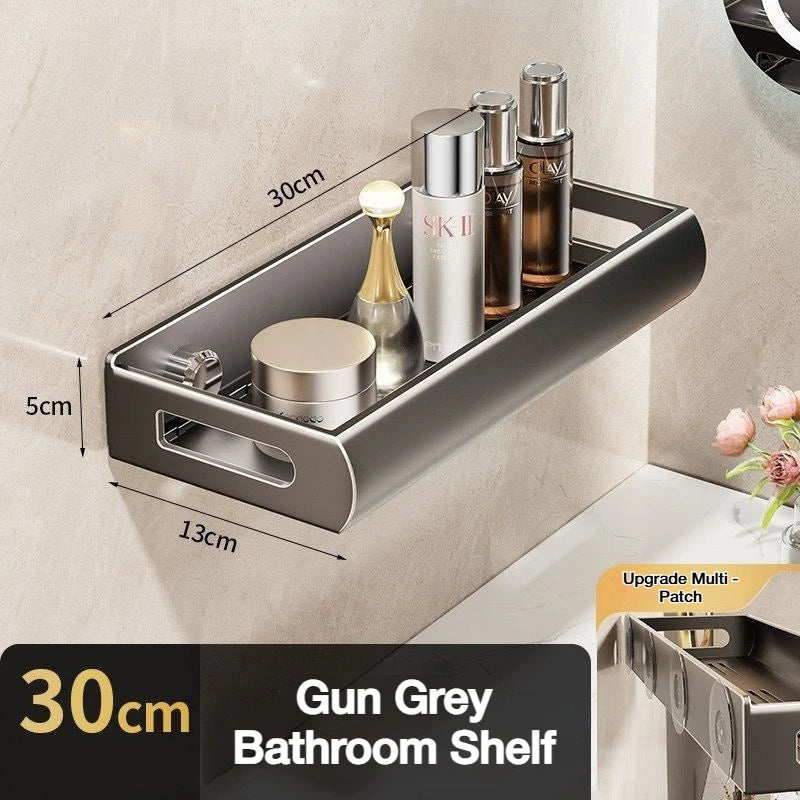 étagère murale adhésive sans perçage gris métallisé moderne 30cm 40cm 50cm 60cm