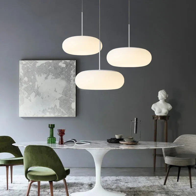 luminaire suspendu ovale moderne acrylique blanc 3000K 6000K salon chambre