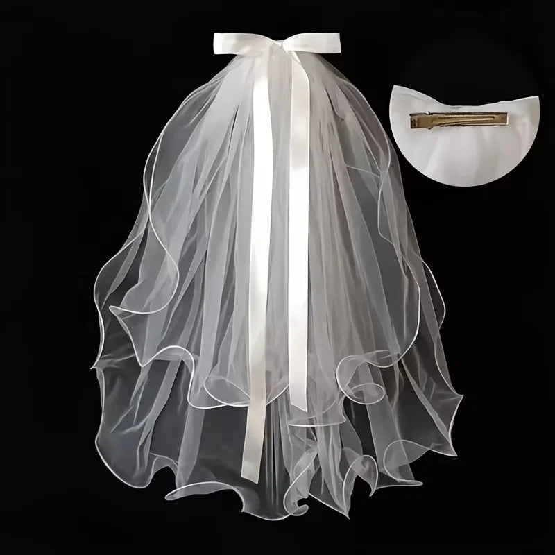 voile mariage blanc translucide clips élégant polyester finement tissé