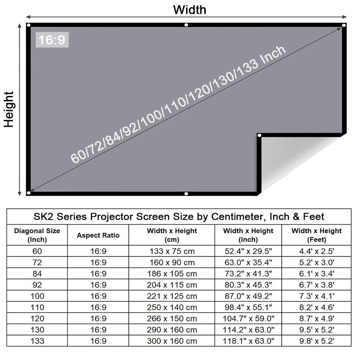 écran projection portable gris uni adhésif clips réfléchissant haut lumineux moderne fixe clips inclusion