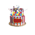 ensemble décoration anniversaire cirque numérique vaisselle papier assiettes gobelets serviettes nappe décorations multicolores
