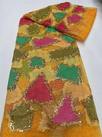 tissu patchwork triangles dorés polyester coton mariage robes soirée traditionnel opacité française