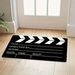 tapis noir blanc motif claquette cinéma moderne minimaliste antidérapant lavable machine