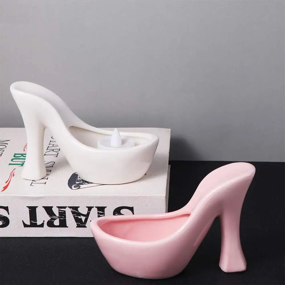 pots plantes forme chaussures talons noir blanc rose émail moderne décoratif led succulente