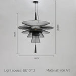 suspension lumineuse or noir contemporain minimaliste ampoule led intégrée fixation câbles métal superposé