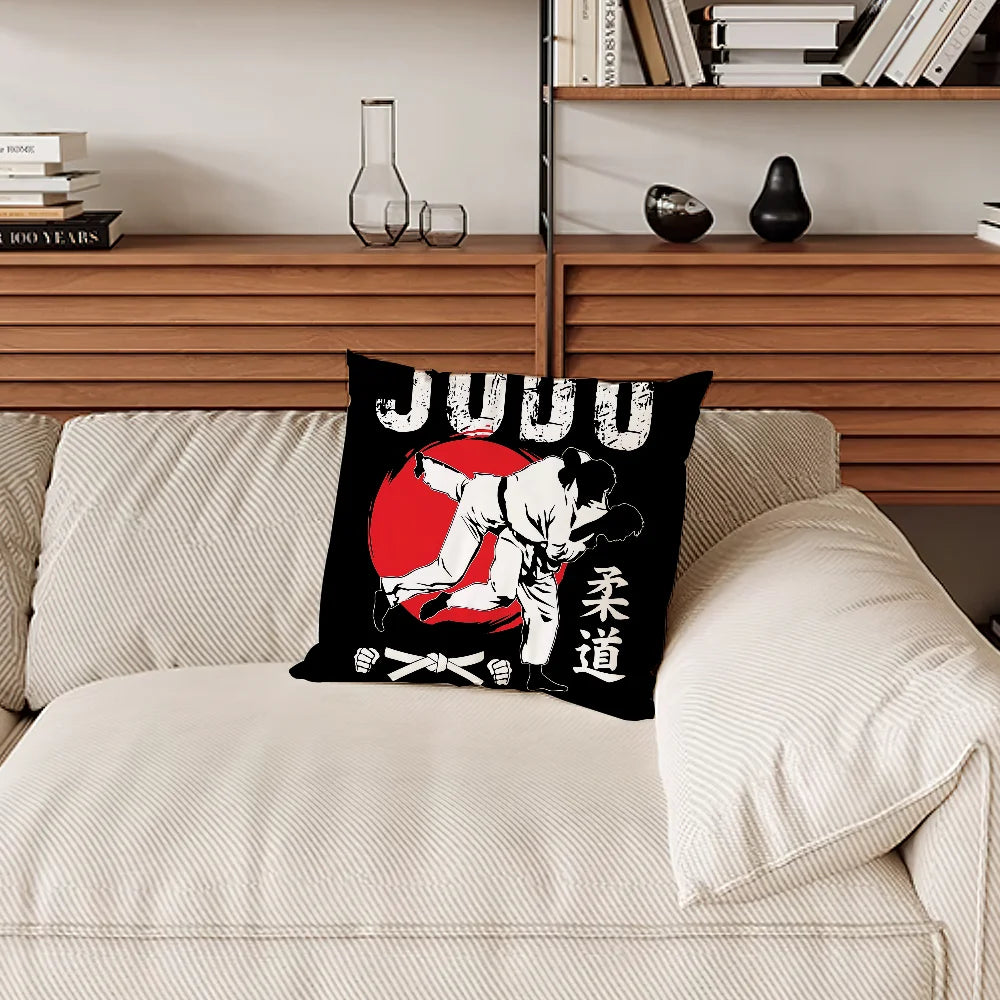 coussin noir judo moderne 40x40cm 45x45cm 50x50cm 60x60cm imprimé opacité