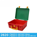 boîtes rangement réutilisables plastique rouge vert bleu jaune noir poignées intérieur mousse moderne robuste