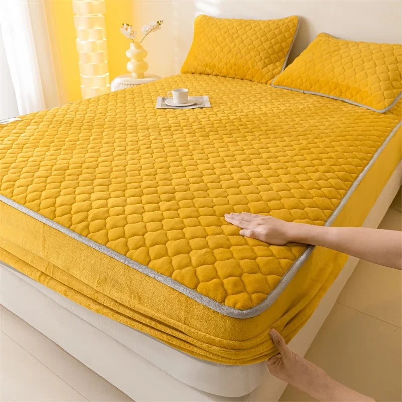 housse matelas épaisse polaire antiacariens matelassée orange foncé texture pointillés moderne douce 30cm haute