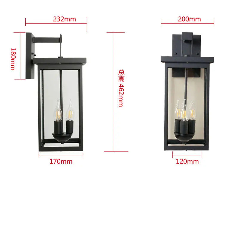 lampe murale moderne noire transparente acier inoxydable éclairage extérieur étanche ip44