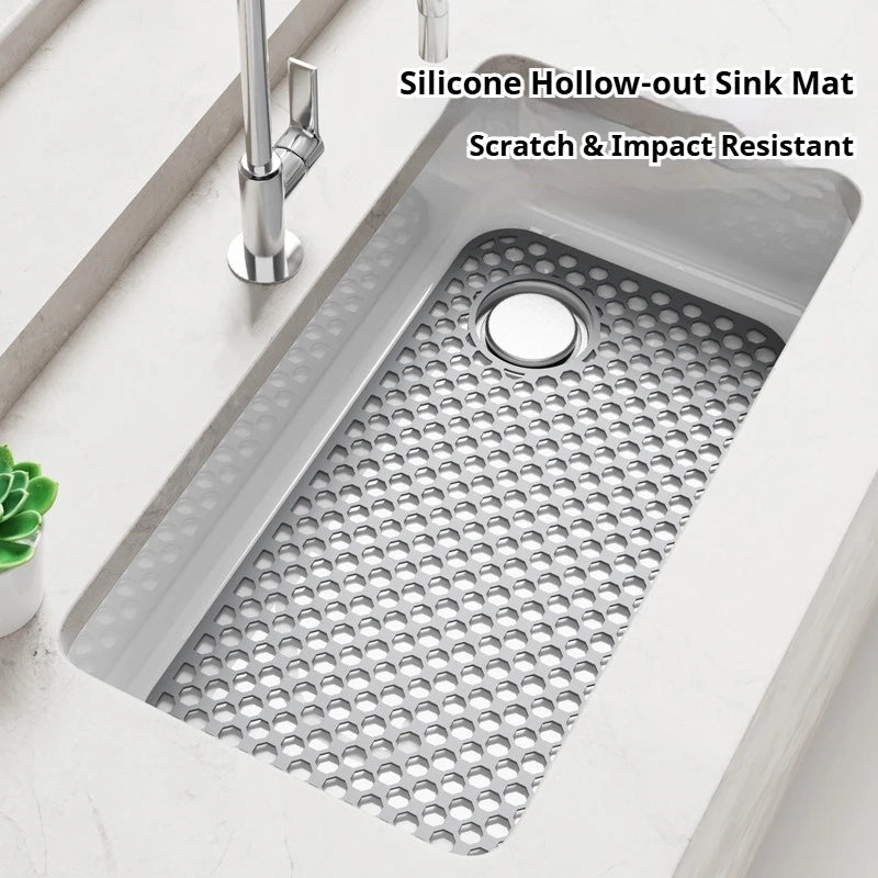 tapis lavabo silicone perforé gris moderne antidérapant drainage vaisselle 34.5x28.6cm