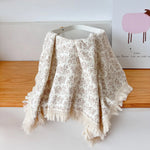 couverture bébé coton rayures pois étoiles lunes fleurs blanc beige rose gris franges anneaux