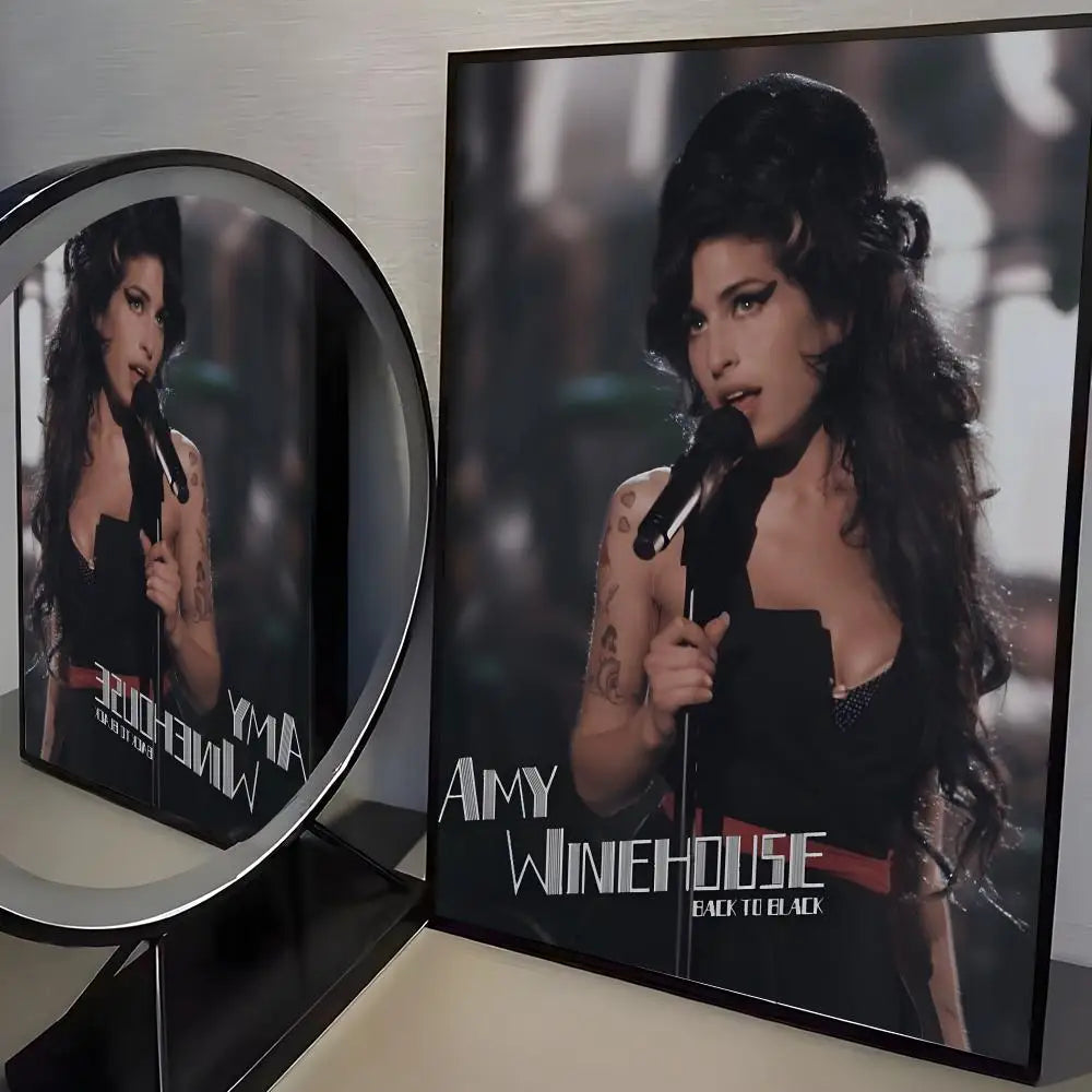 affiches aamy winehouse noir blanc cadres muraux decoration classique facile chambre college moderne pvc