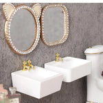 accessoires décoration maison poupée salle bain lavabo miroir moderne chic éléments décoratifs pastel or