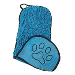 serviette bain chien chenille pattes imprimées grise bleue blanche confortable pratique
