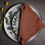 serviette table coton texture lin bords franges rustique décoration fête mariage maison