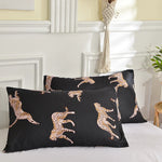 lot deux taies d'oreiller rectangulaires 48x74cm housse coussin décorative motif géométrique moderne