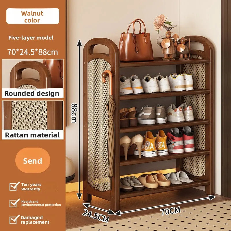 étagère chaussures bambou moderne multi niveaux marron clair étages adjustable