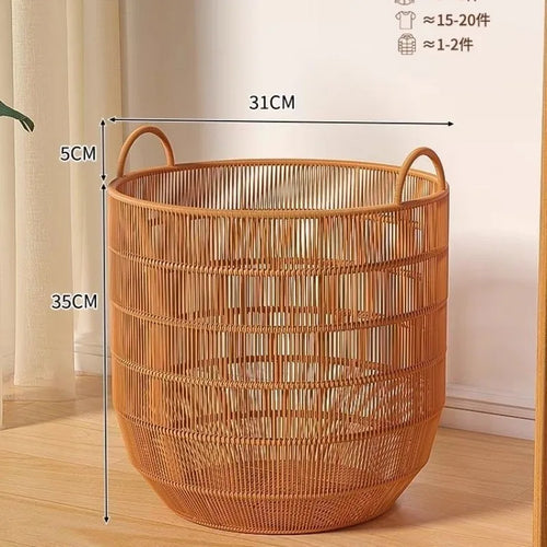 panier linge tressé bohème brun clair poignées chambre salle bain organisateur réutilisable moderne