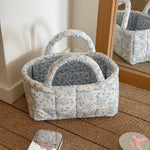 panier rangement pliable polyester fleurs blanc bleu clair moderne rangement maison jouets animaux respectueux