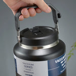 thermos bouteille 1500ml 2000ml acier inoxydable rayures horizontales poignée couvercle moderne vert olive noir