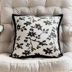 housse coussin carrée jacquard motif floral vert beige gris décoration salon chambre moderne chic