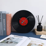 horloge murale moderne rétro vinyle noir rouge disque illustré salon chambre decoration wall clock