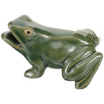 fontaine eau statue grenouille verte céramique lisse brillante jardin extérieurintérieur