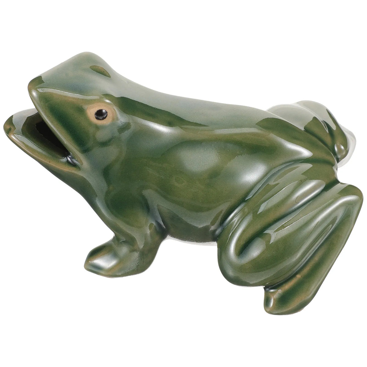 fontaine eau statue grenouille verte céramique lisse brillante jardin extérieurintérieur