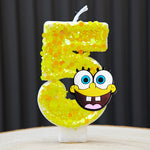 bougies forme chiffres spongebob patrick star anniversaire enfant decoration theme cartoon jaune orange blanc