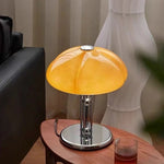 lampe table moderne champignon cristal orange socle métallique interrupteur bouton led opacité chambre coucher