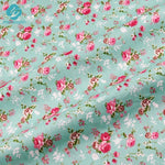 tissu coton imprimé fleurs vintage rose blanc vert couture patchwork quilting drap bébé coussins