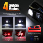 lampe frontale led rechargeable headlamp camping torch travail nuit mode ajustable ceinture rouge moderne