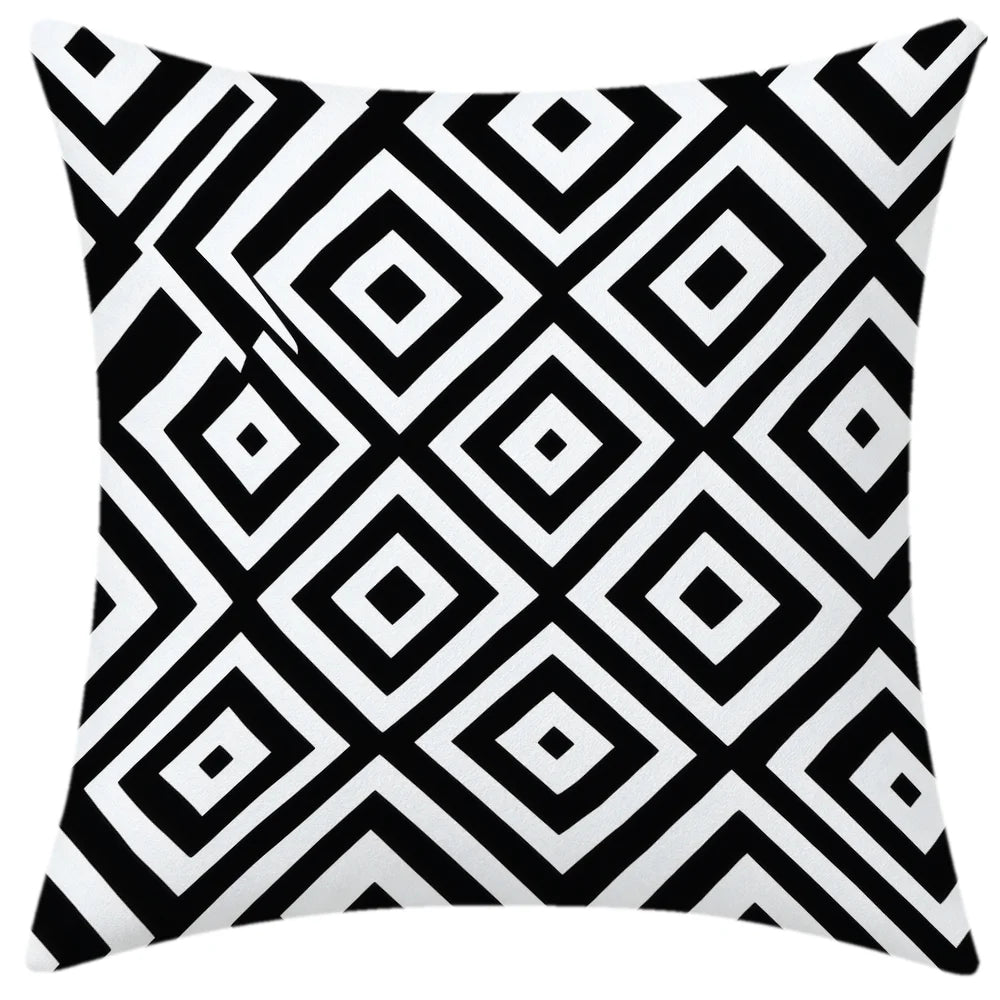 lot quatre housses coussin géométriques noir blanc modernes canapé salon chambre