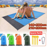 tapis plage imperméable bleu moderne sac rangement clous carabiner camping