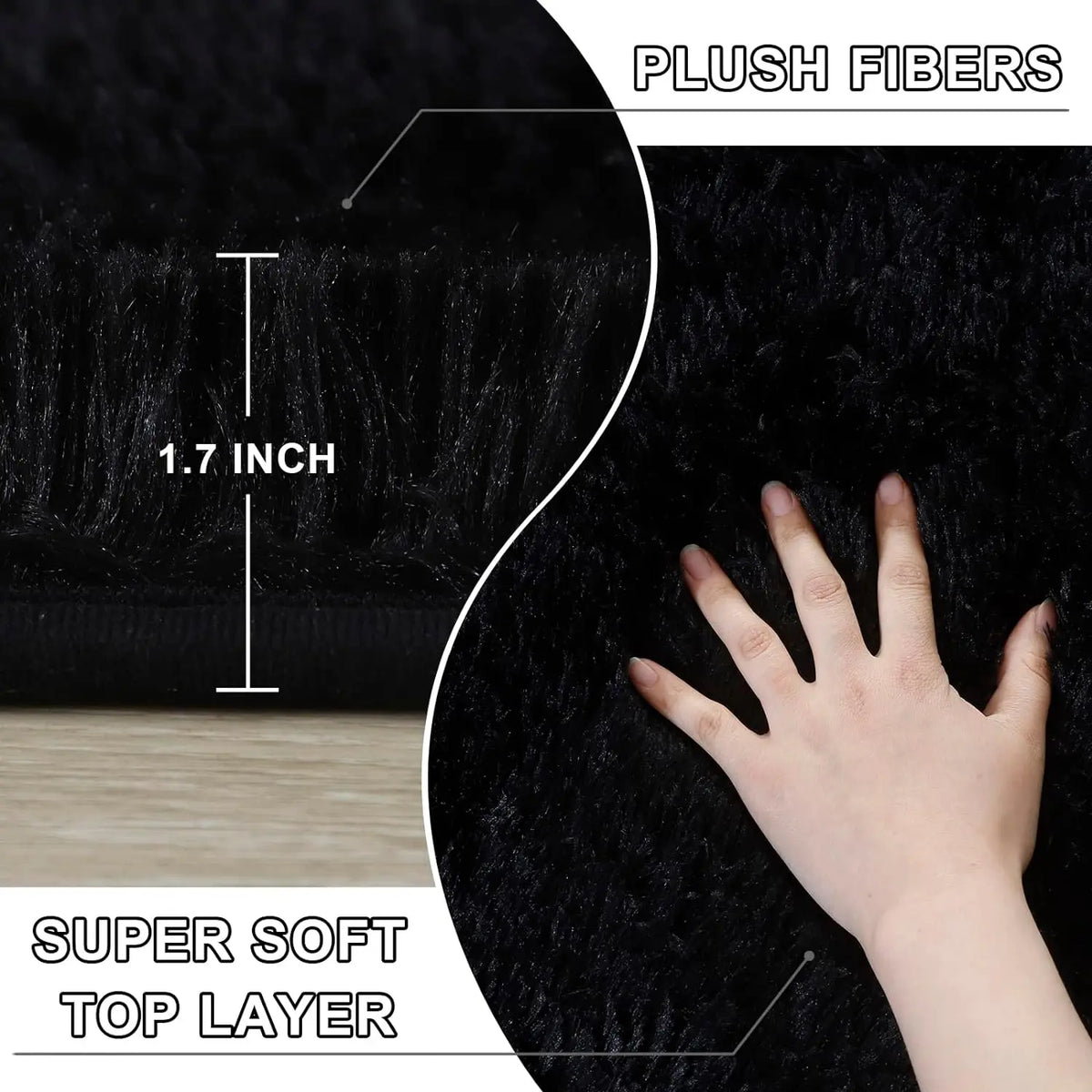 tapis gris noir peluche épaisse moderne salon chambre décoratif durable 120cm 160cm 230cm