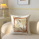 taie d'oreiller carrée fleur motif moderne polyester coton 45x45cm blanc