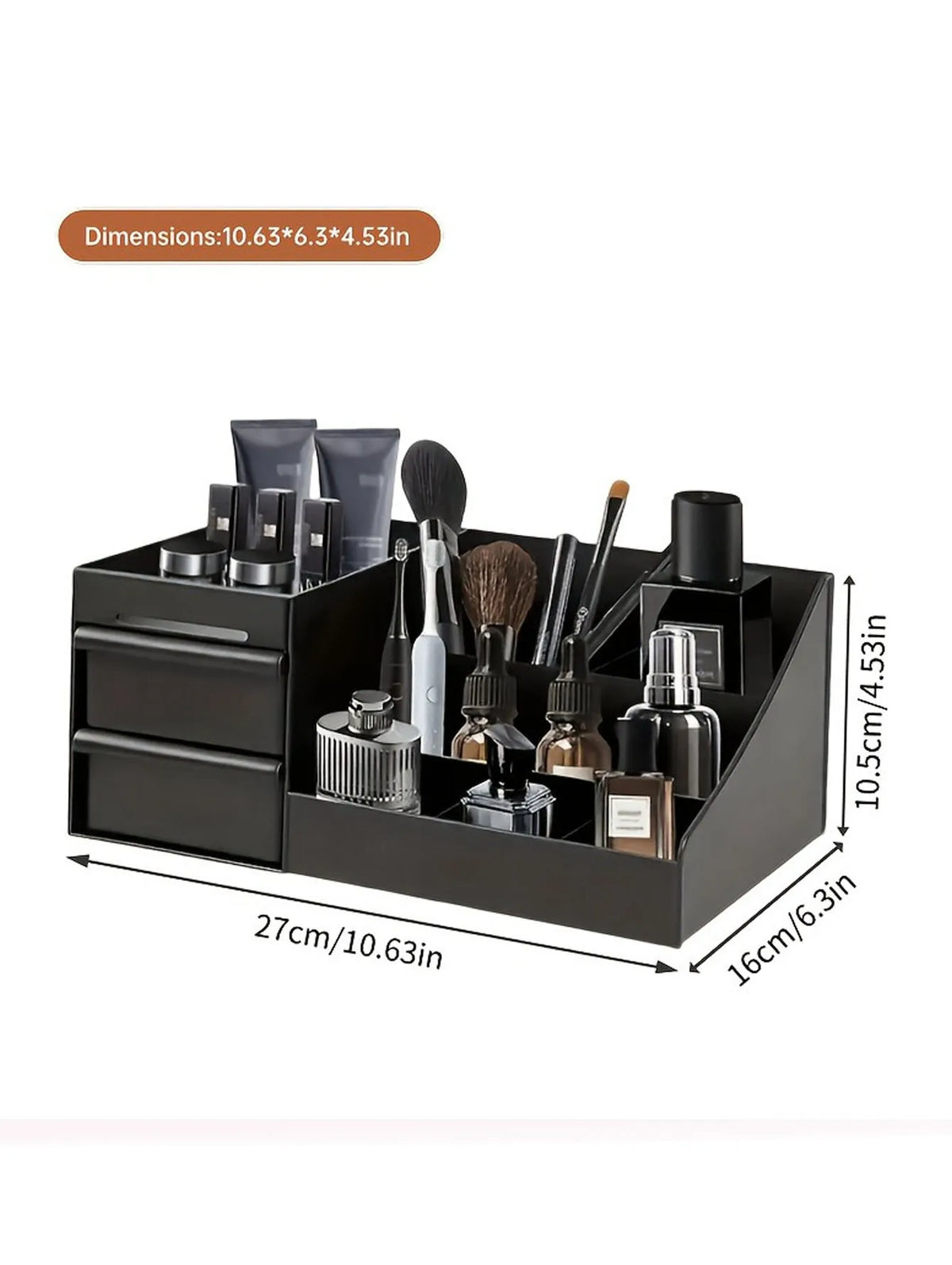organisateur maquillage moderne boîte rangement noir blanc rose cosmétiques brosse maquillage calendrier horloge minimaliste