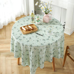 nappe table coton verte motifs floraux semi transparente classique rustique pâques noël