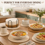 serviettes table main tissée coton beige marron gris motifs différents respectueux environnement set support