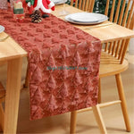 chimene table plush sapins noel rouge blanche 33x93 cm decoration festive