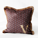 housse coussin carré léopard doré franges velours coton polyester décoration sofa chambre voiture