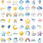 autocollants multicolores dessins animés nuages arc ciel étoiles foudre neige pluie cartoon enfantin adhésifs
