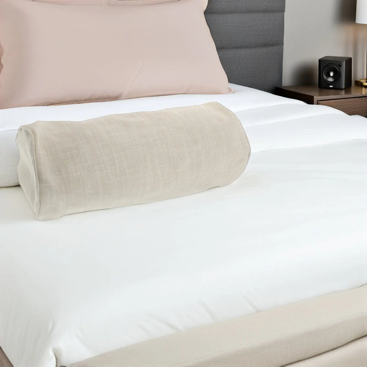 coussin lombaire housse polyester coton lit voyage couverture roulée moderne beigeclair texturelin