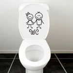 autocollant mural noir stick figures wc simple cartoon salle bains pvc 16cm 13cm