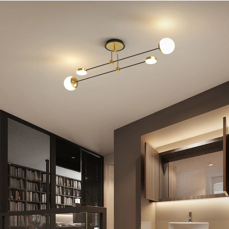lumière suspendue moderne or noir télécommande led sources lumineuses minimaliste ornement chambre salon