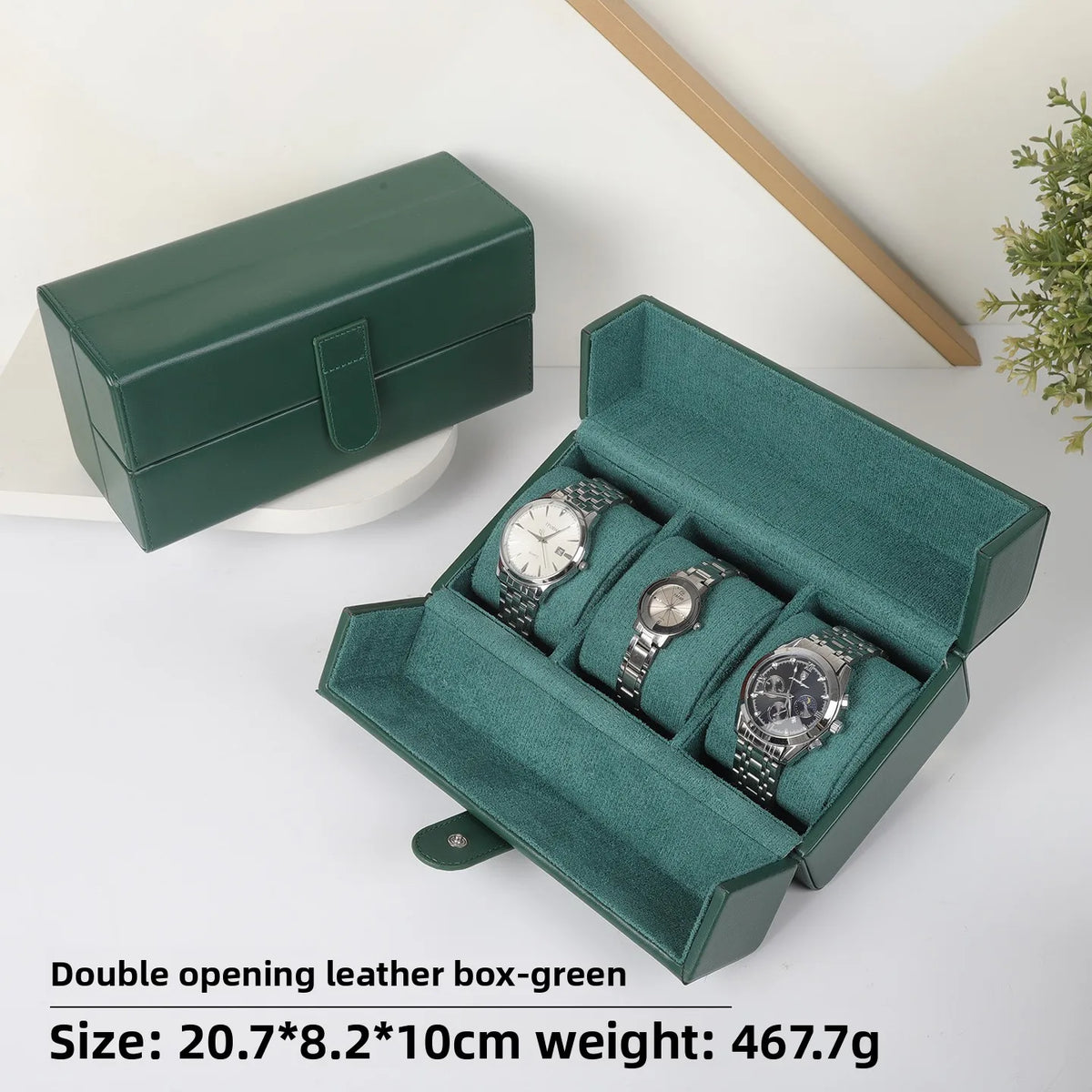 boîtes montres cuir velours classique marron vert noir