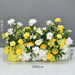 décoration florale artificielle roses jaunes hortensias verts anniversaire mariageextérieur bienvenue baby shower